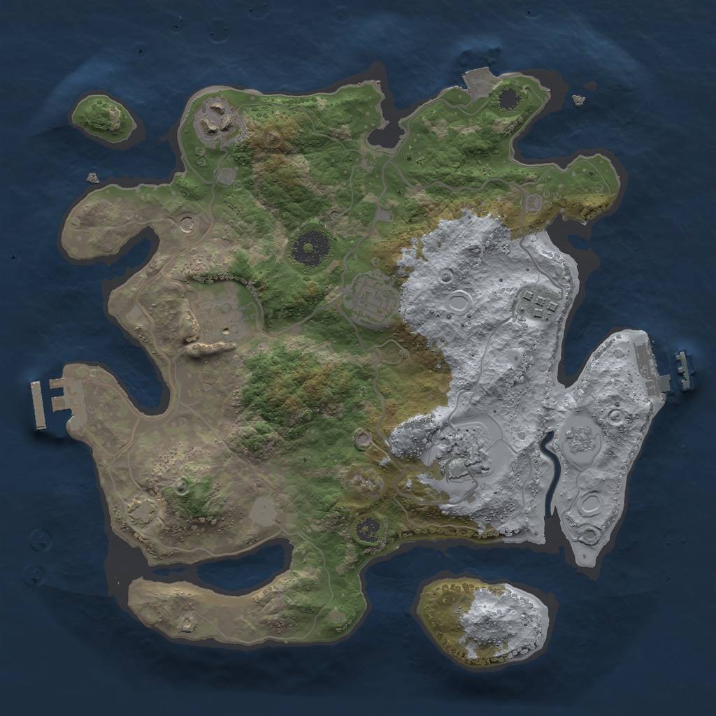 Rust Map: Procedural Map, Size: 3000, Seed: 888888888, 13 Monuments