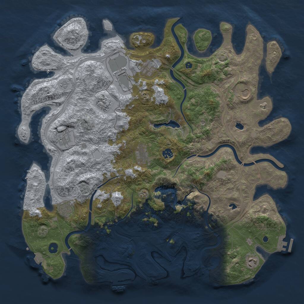 Rust Map: Procedural Map, Size: 4500, Seed: 854316911, 16 Monuments