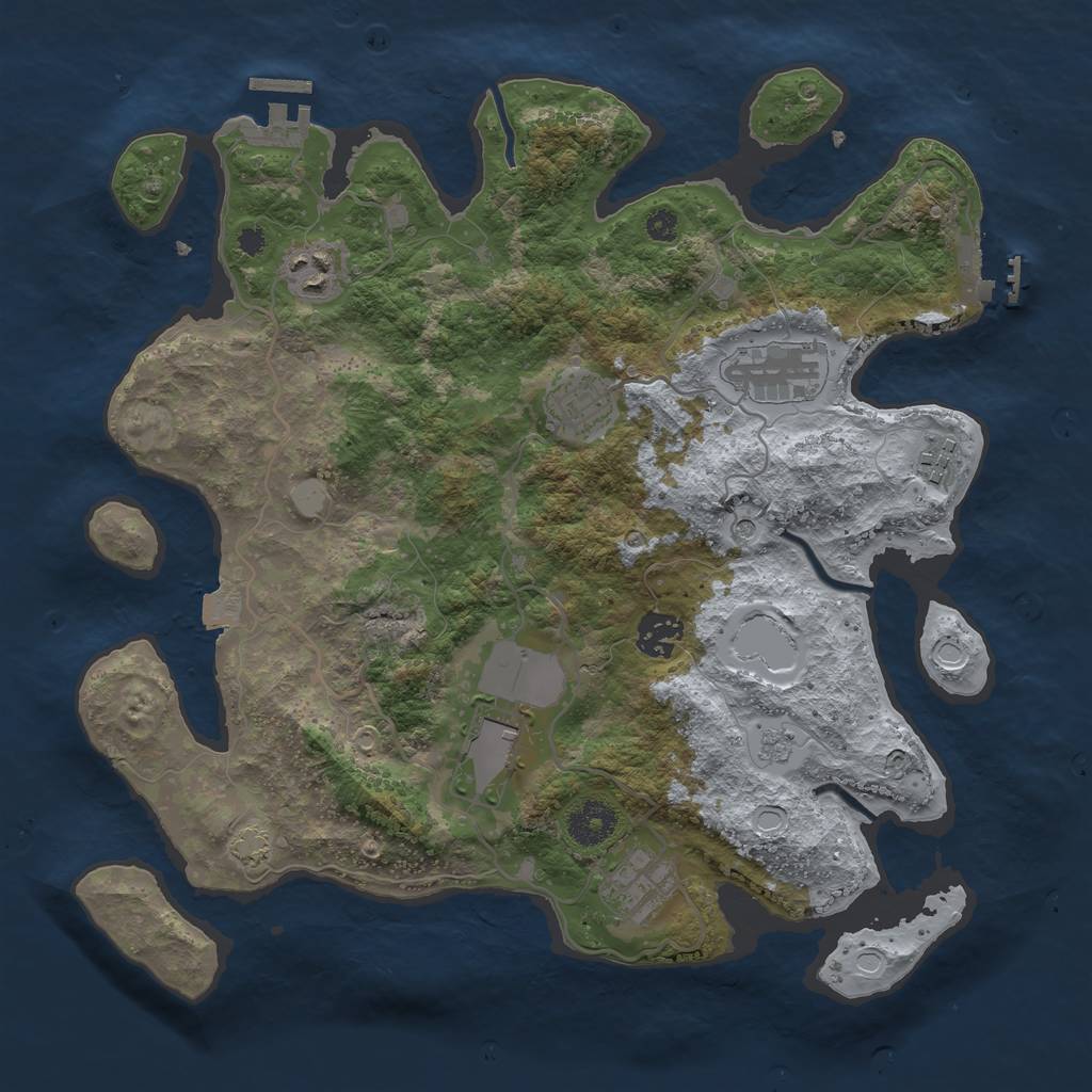 Rust Map: Procedural Map, Size: 3500, Seed: 1854117485, 15 Monuments
