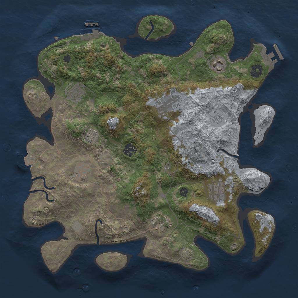 Rust Map: Procedural Map, Size: 3498, Seed: 4367796, 16 Monuments