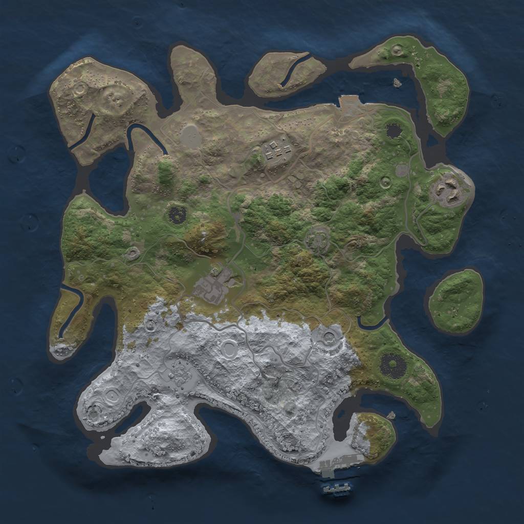 Rust Map: Procedural Map, Size: 3000, Seed: 8056, 10 Monuments