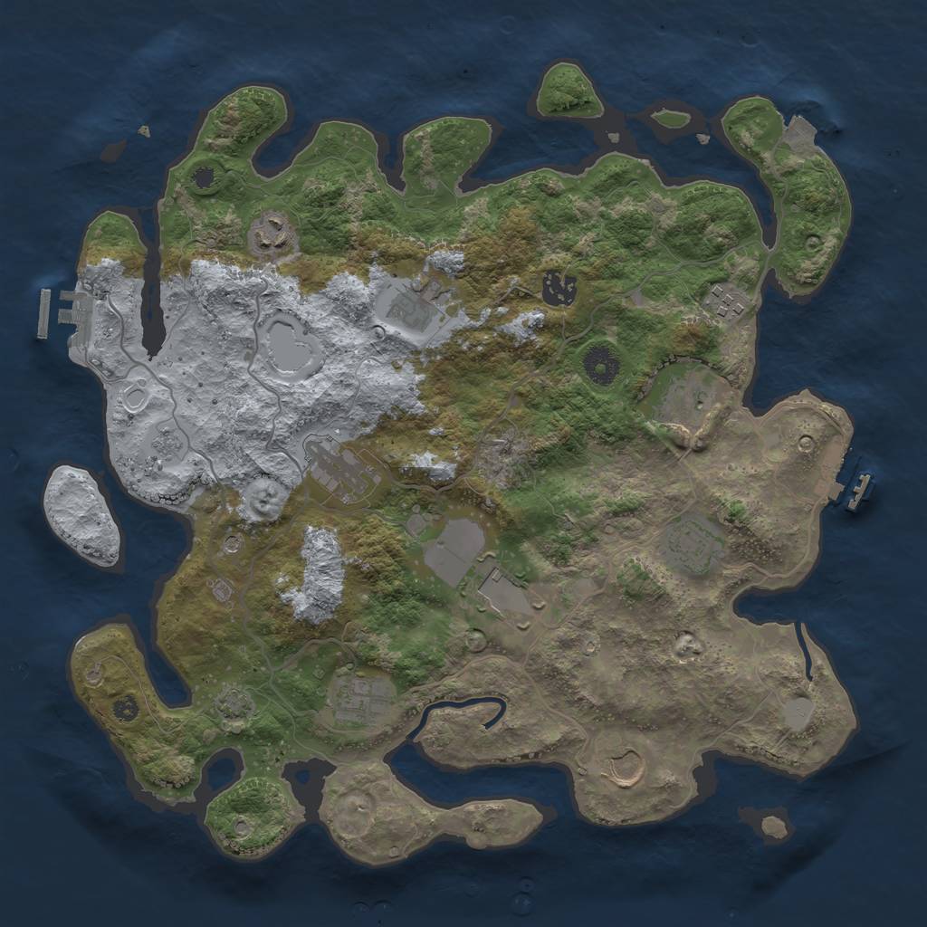 Rust Map: Procedural Map, Size: 3750, Seed: 1234567, 18 Monuments