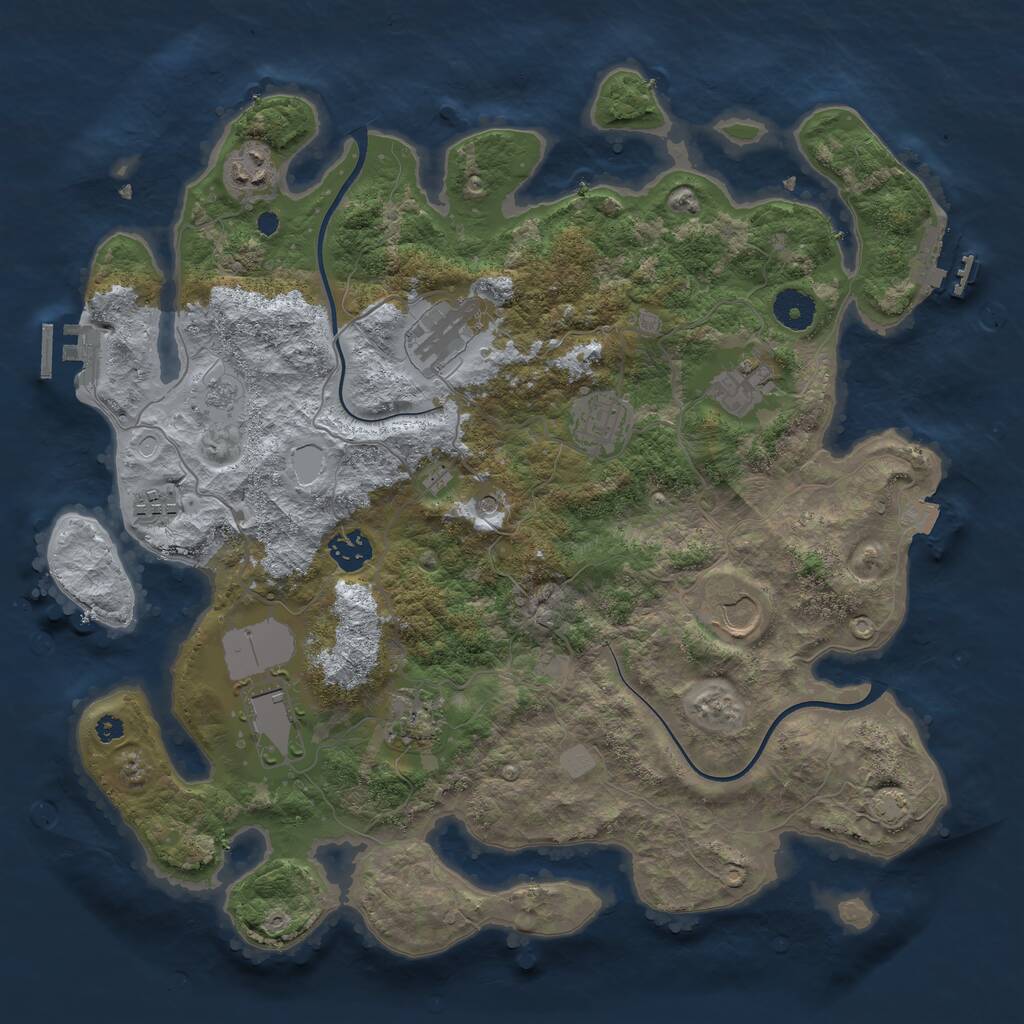 Rust Map: Procedural Map, Size: 3750, Seed: 1234567, 15 Monuments
