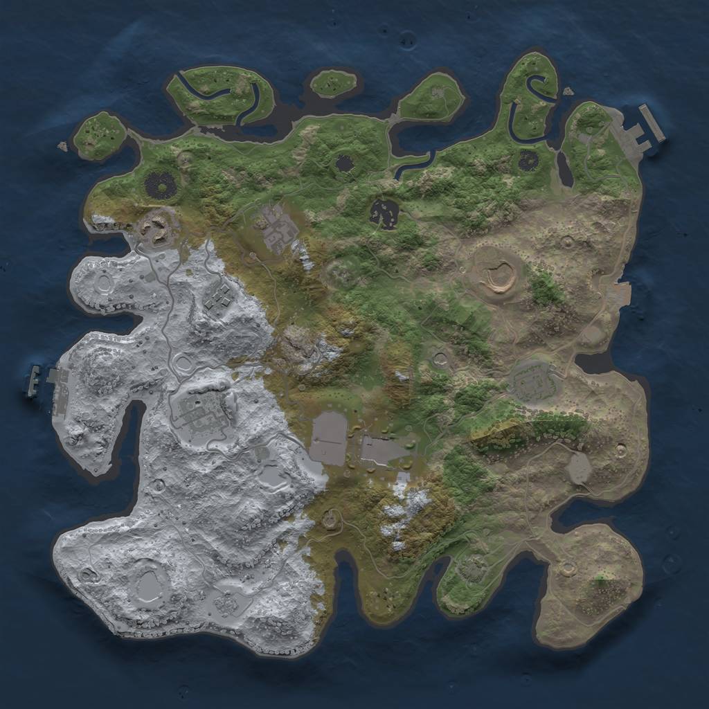 Rust Map: Procedural Map, Size: 3500, Seed: 1221729818, 16 Monuments