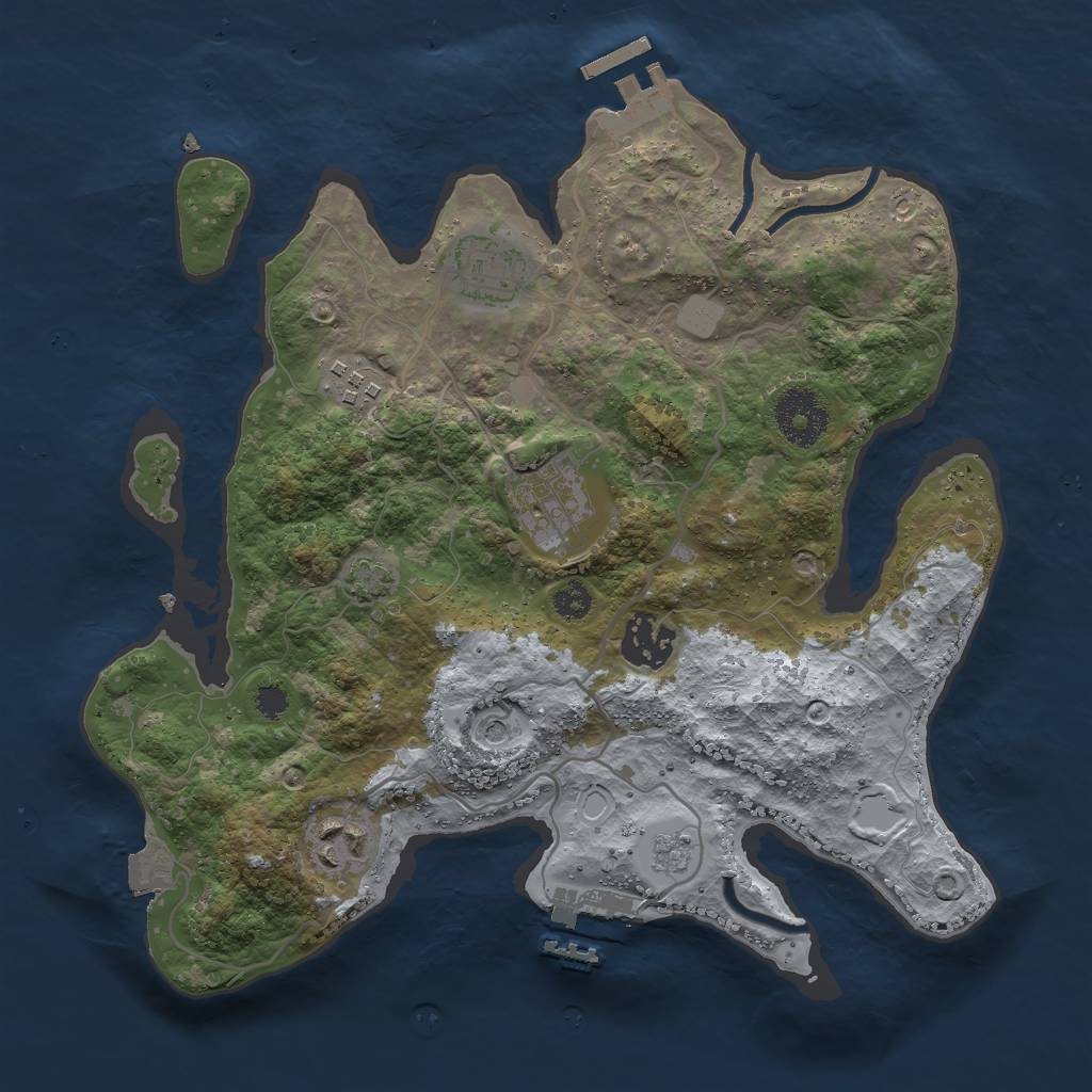 Rust Map: Procedural Map, Size: 3000, Seed: 1337671, 13 Monuments