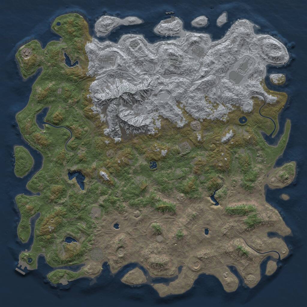 Rust Map: Procedural Map, Size: 6000, Seed: 1845079572, 17 Monuments