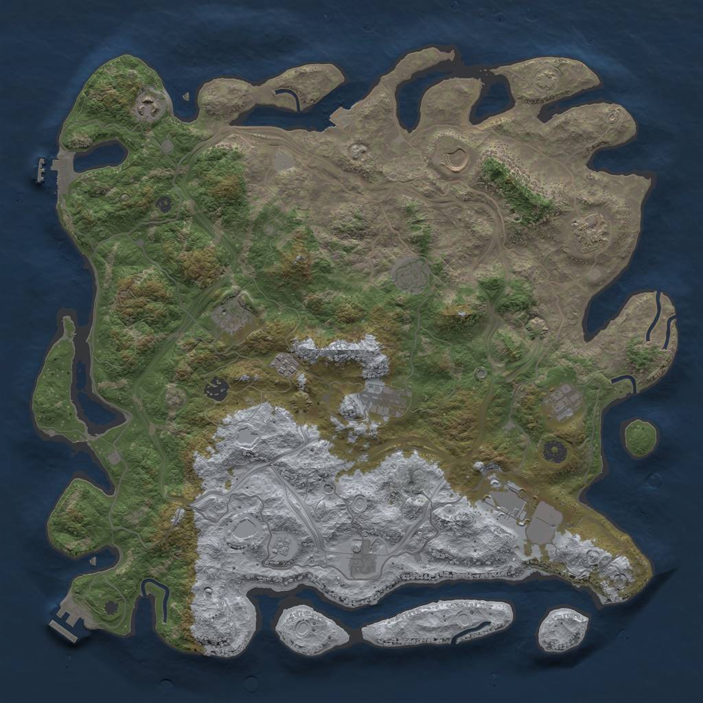 Rust Map: Procedural Map, Size: 4500, Seed: 646364567, 19 Monuments