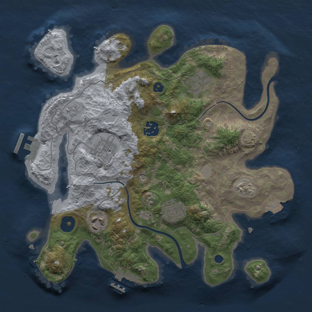 Rust Map: Procedural Map, Size: 3000, Seed: 1726549004, 11 Monuments