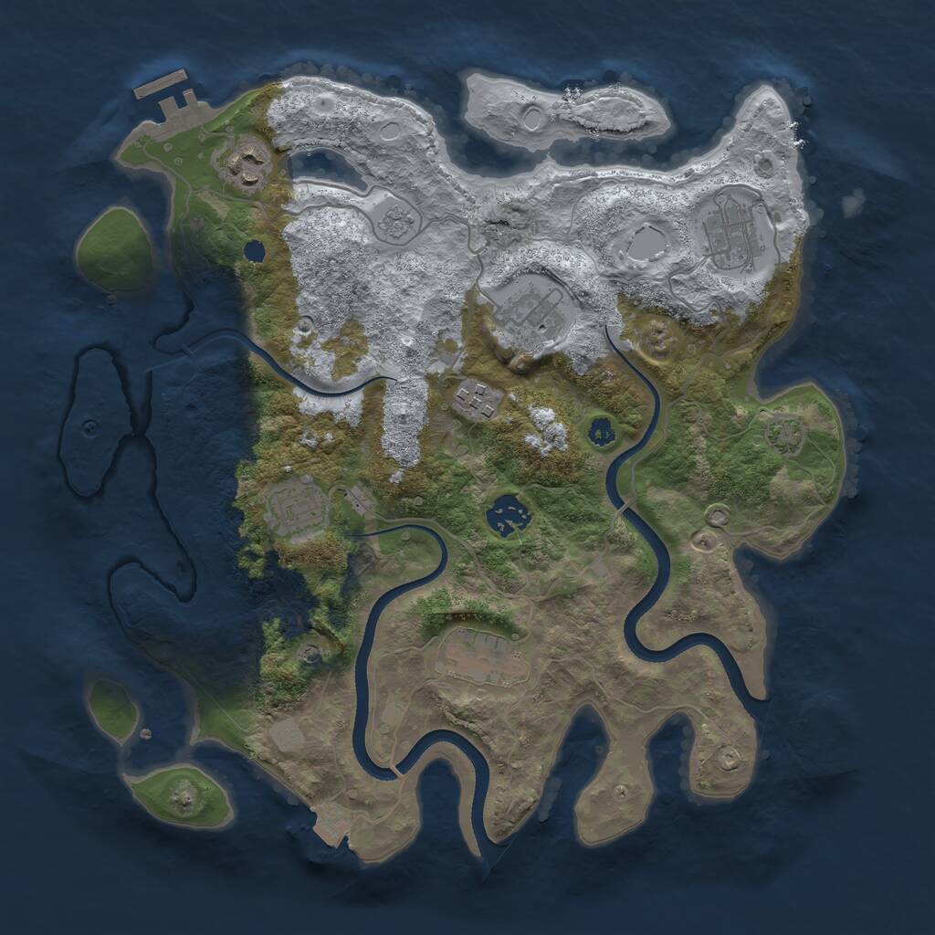 Rust Map: Procedural Map, Size: 3450, Seed: 37829968, 12 Monuments