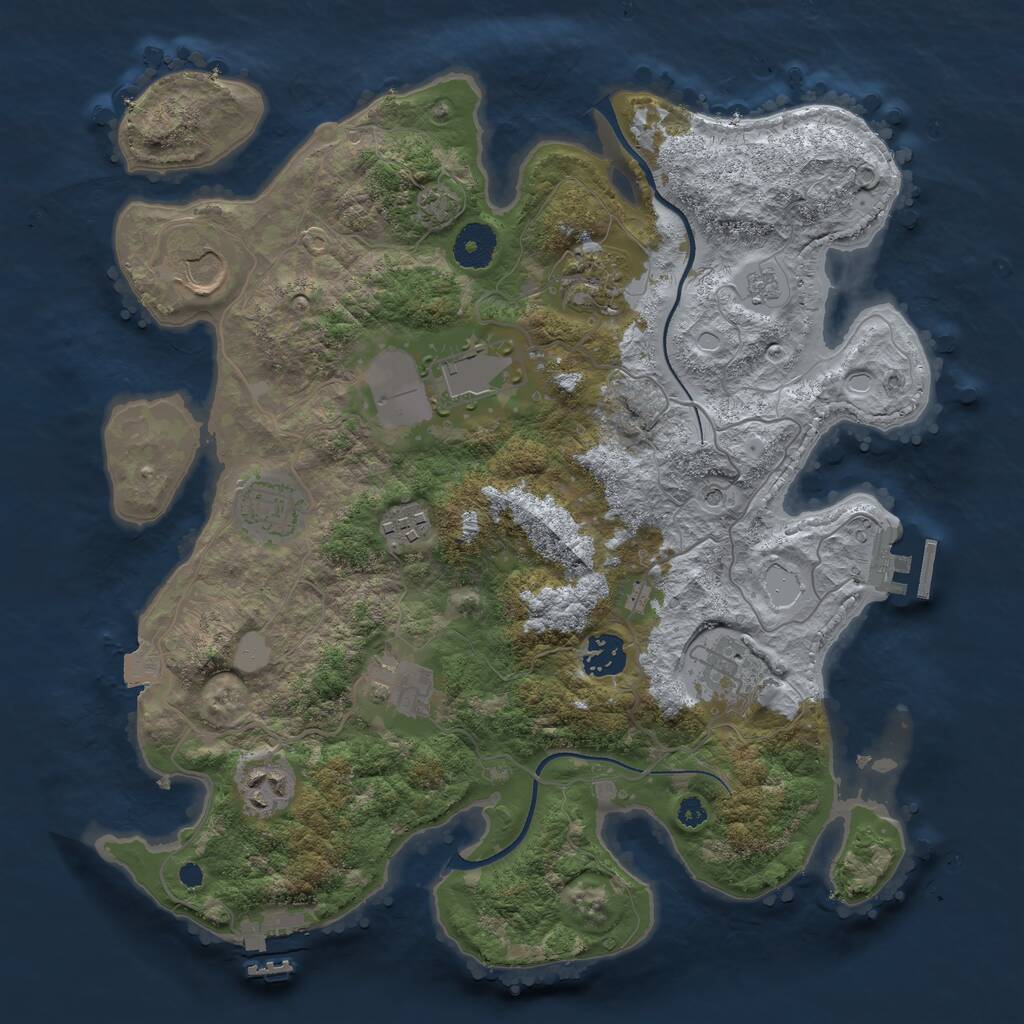 Rust Map: Procedural Map, Size: 3500, Seed: 694201322, 15 Monuments