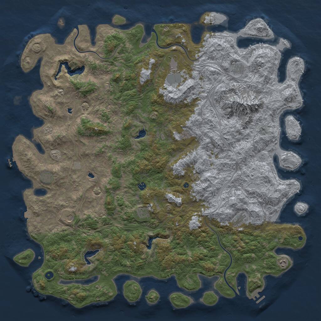 Rust Map: Procedural Map, Size: 6000, Seed: 6655, 17 Monuments