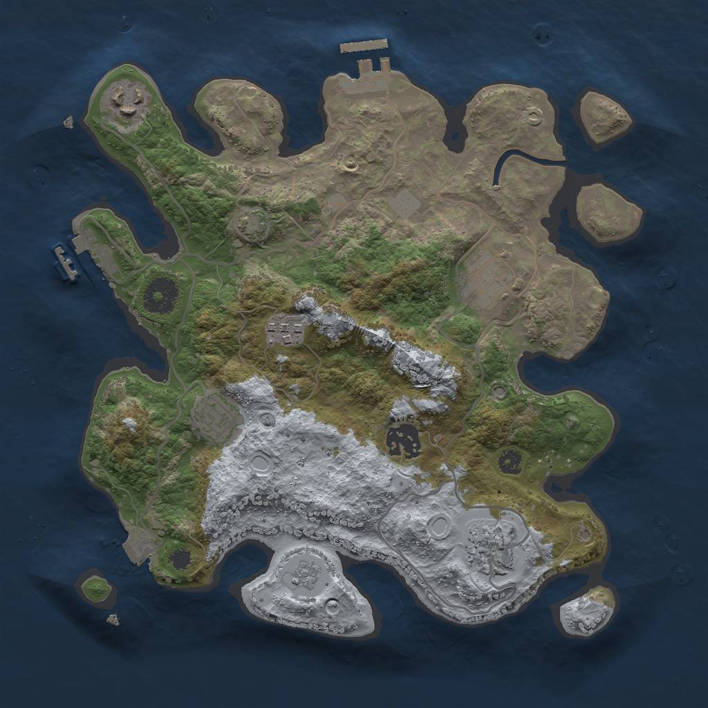 Rust Map: Procedural Map, Size: 3000, Seed: 701034584, 13 Monuments