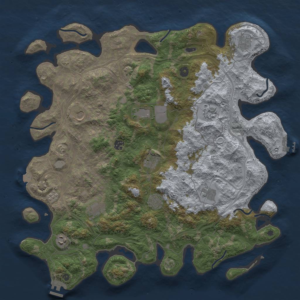 Rust Map: Procedural Map, Size: 4500, Seed: 61463761, 19 Monuments