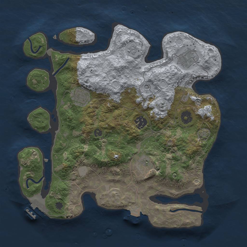 Rust Map: Procedural Map, Size: 3000, Seed: 1038317627, 11 Monuments