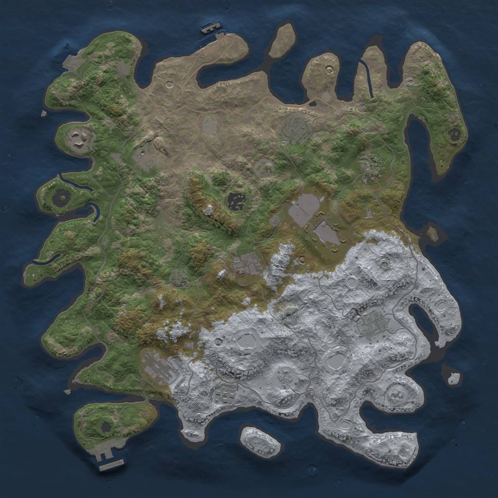 Rust Map: Procedural Map, Size: 4000, Seed: 372024, 18 Monuments