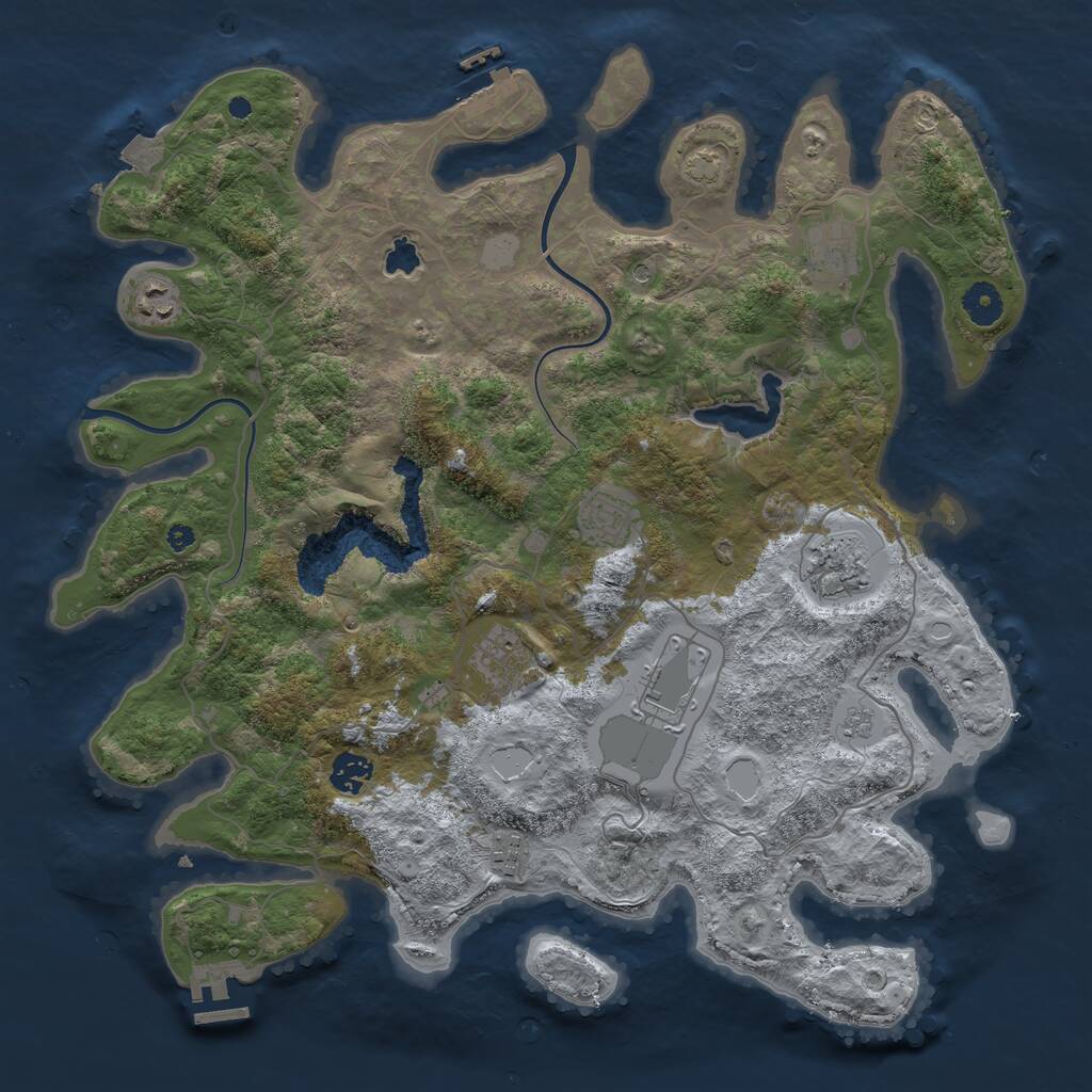 Rust Map: Procedural Map, Size: 4000, Seed: 372024, 14 Monuments