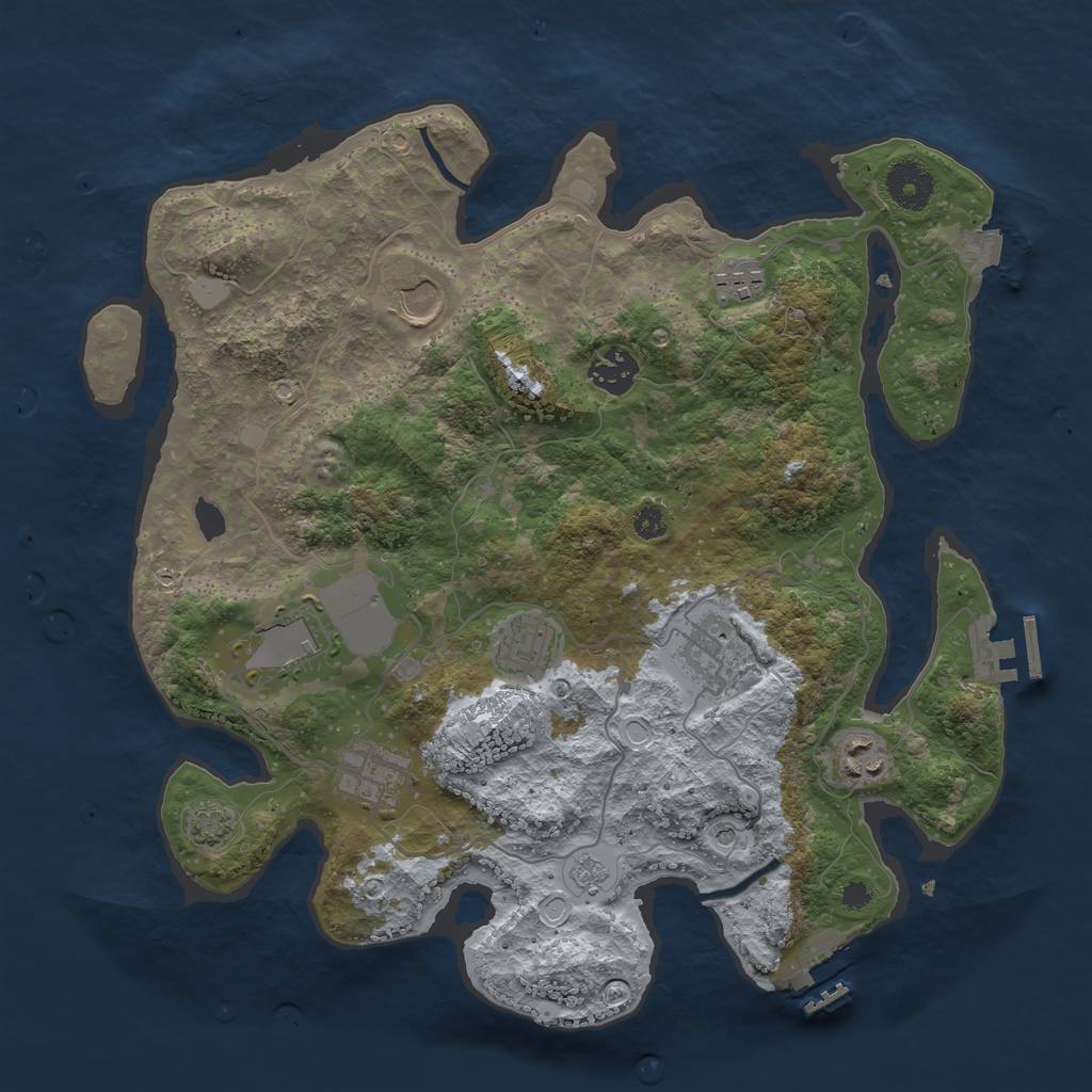 Rust Map: Procedural Map, Size: 3500, Seed: 143320078, 16 Monuments