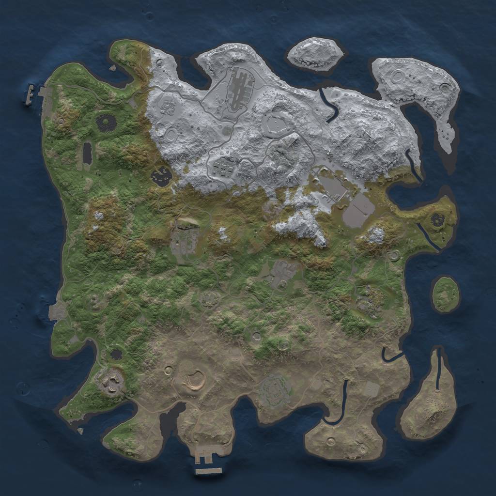 Rust Map: Procedural Map, Size: 3800, Seed: 57481, 18 Monuments