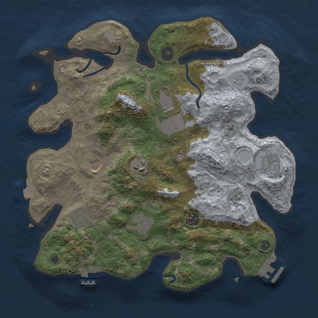 Rust Map: Procedural Map, Size: 3500, Seed: 309418082, 16 Monuments