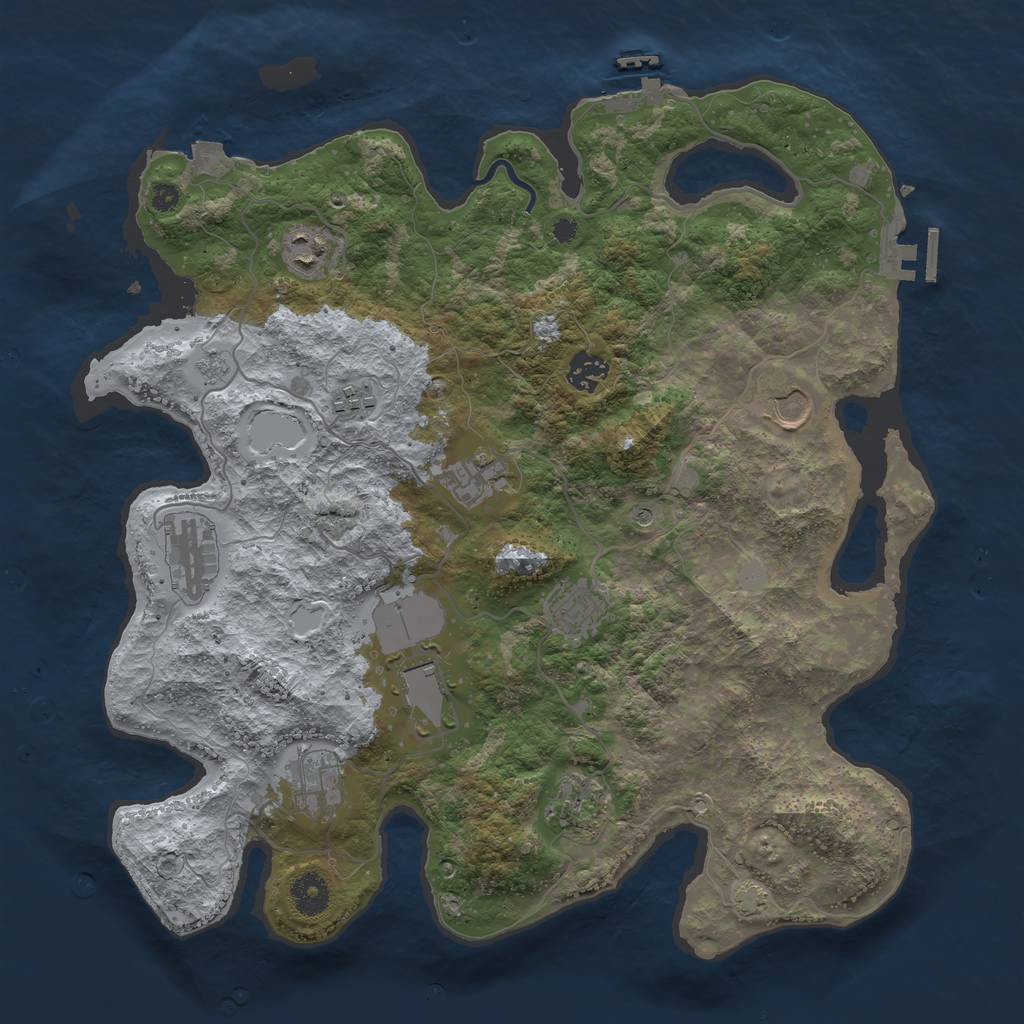 Rust Map: Procedural Map, Size: 3800, Seed: 56987, 18 Monuments