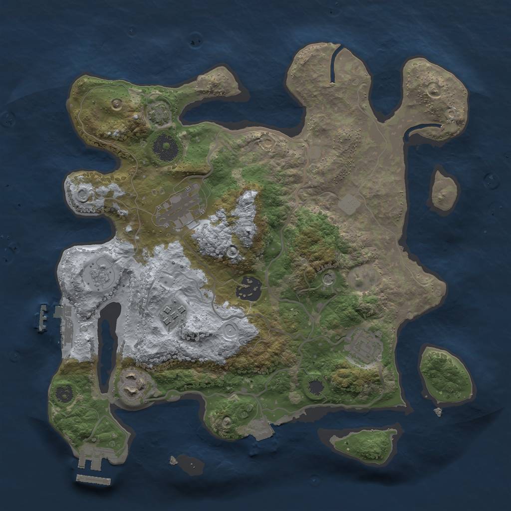 Rust Map: Procedural Map, Size: 3000, Seed: 1881, 13 Monuments