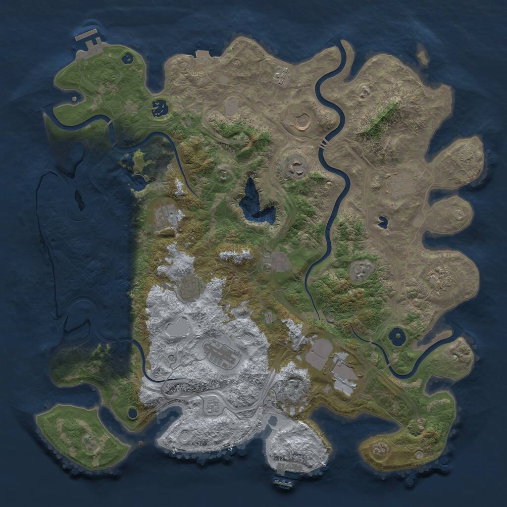 Rust Map: Procedural Map, Size: 4400, Seed: 624635293, 17 Monuments