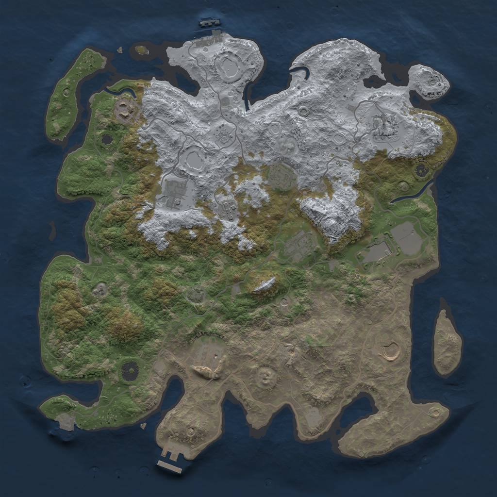 Rust Map: Procedural Map, Size: 4000, Seed: 517996606, 17 Monuments