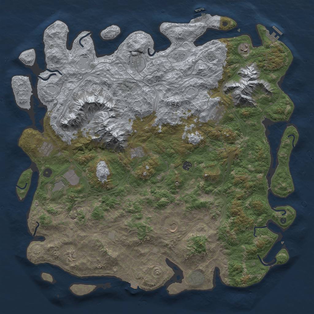 Rust Map: Procedural Map, Size: 5250, Seed: 450246101, 19 Monuments