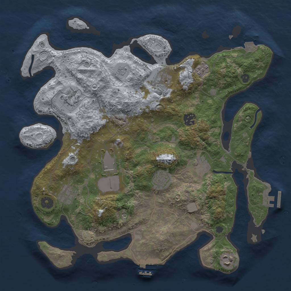 Rust Map: Procedural Map, Size: 3500, Seed: 1414418090, 17 Monuments