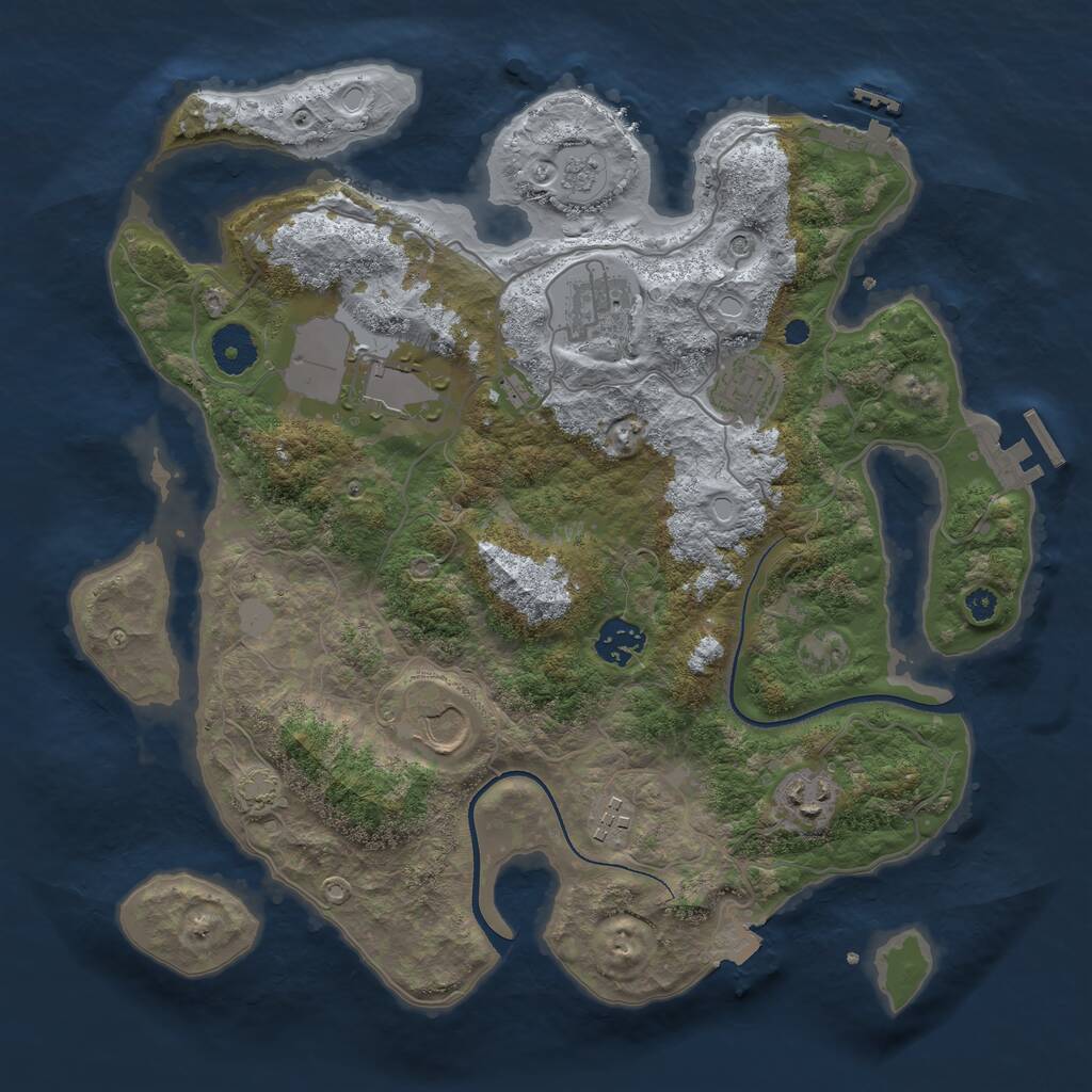 Rust Map: Procedural Map, Size: 3500, Seed: 943076283, 13 Monuments