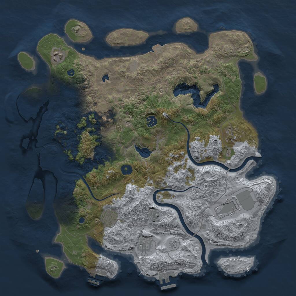 Rust Map: Procedural Map, Size: 4000, Seed: 214319336, 14 Monuments