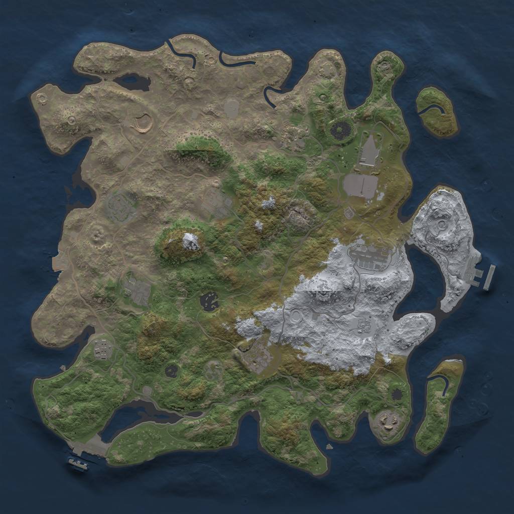 Rust Map: Procedural Map, Size: 4000, Seed: 1781386485, 19 Monuments