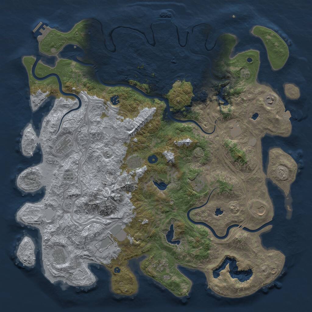 Rust Map: Procedural Map, Size: 5000, Seed: 83451987, 17 Monuments
