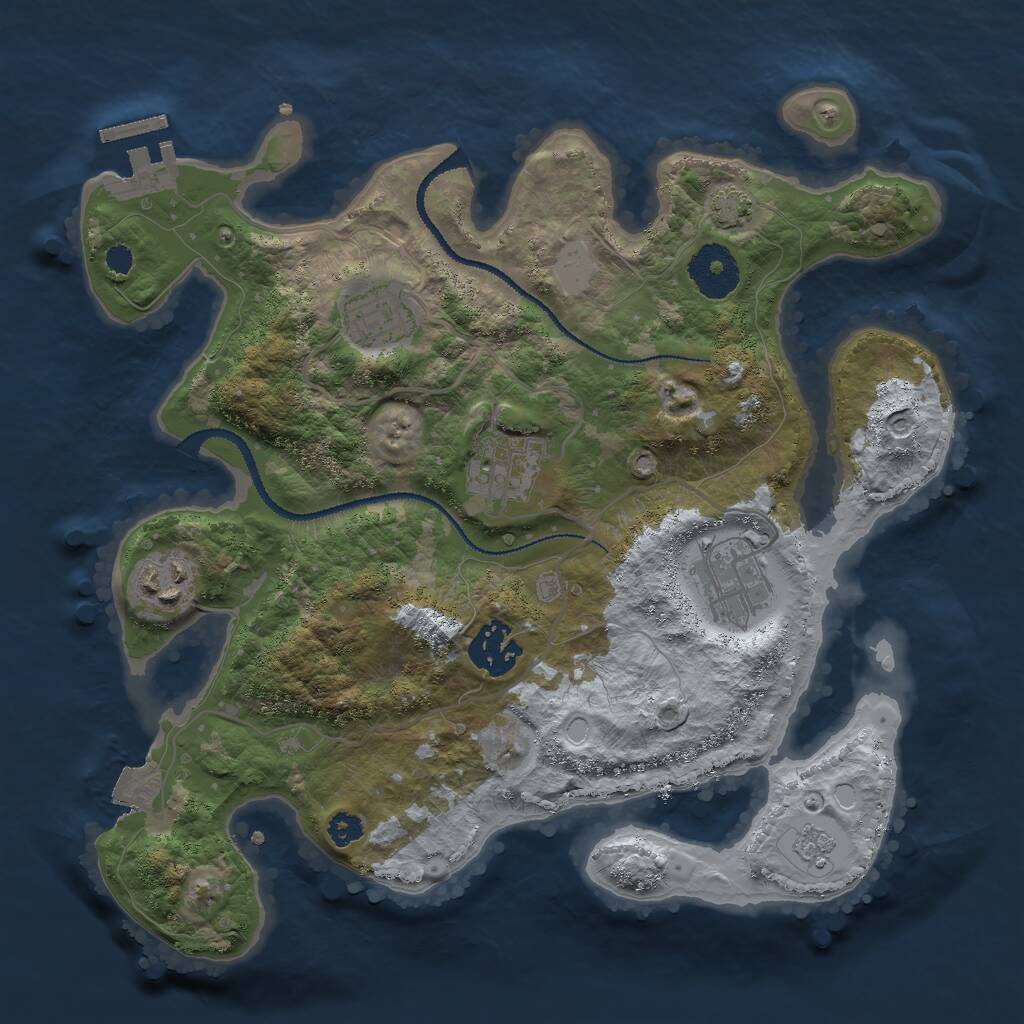 Rust Map: Procedural Map, Size: 3000, Seed: 1542925326, 9 Monuments