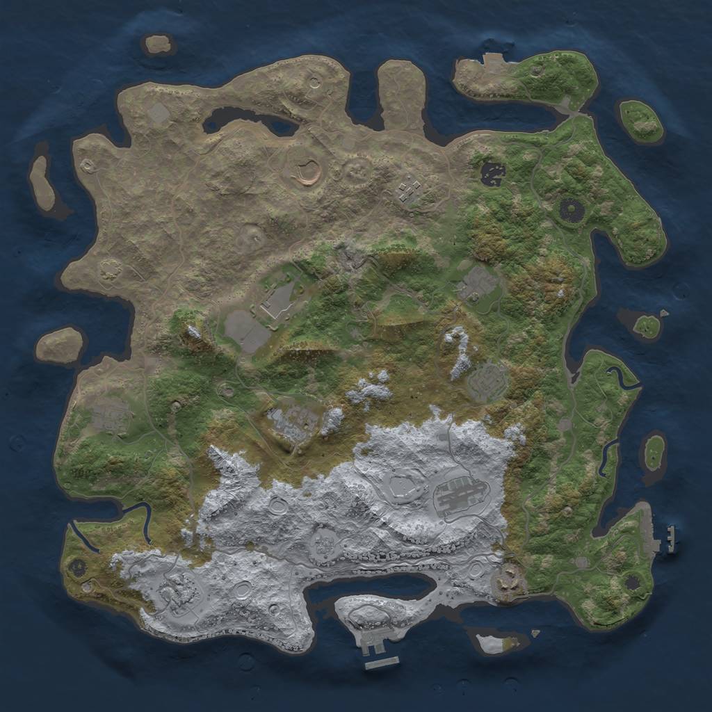 Rust Map: Procedural Map, Size: 4217, Seed: 542, 19 Monuments