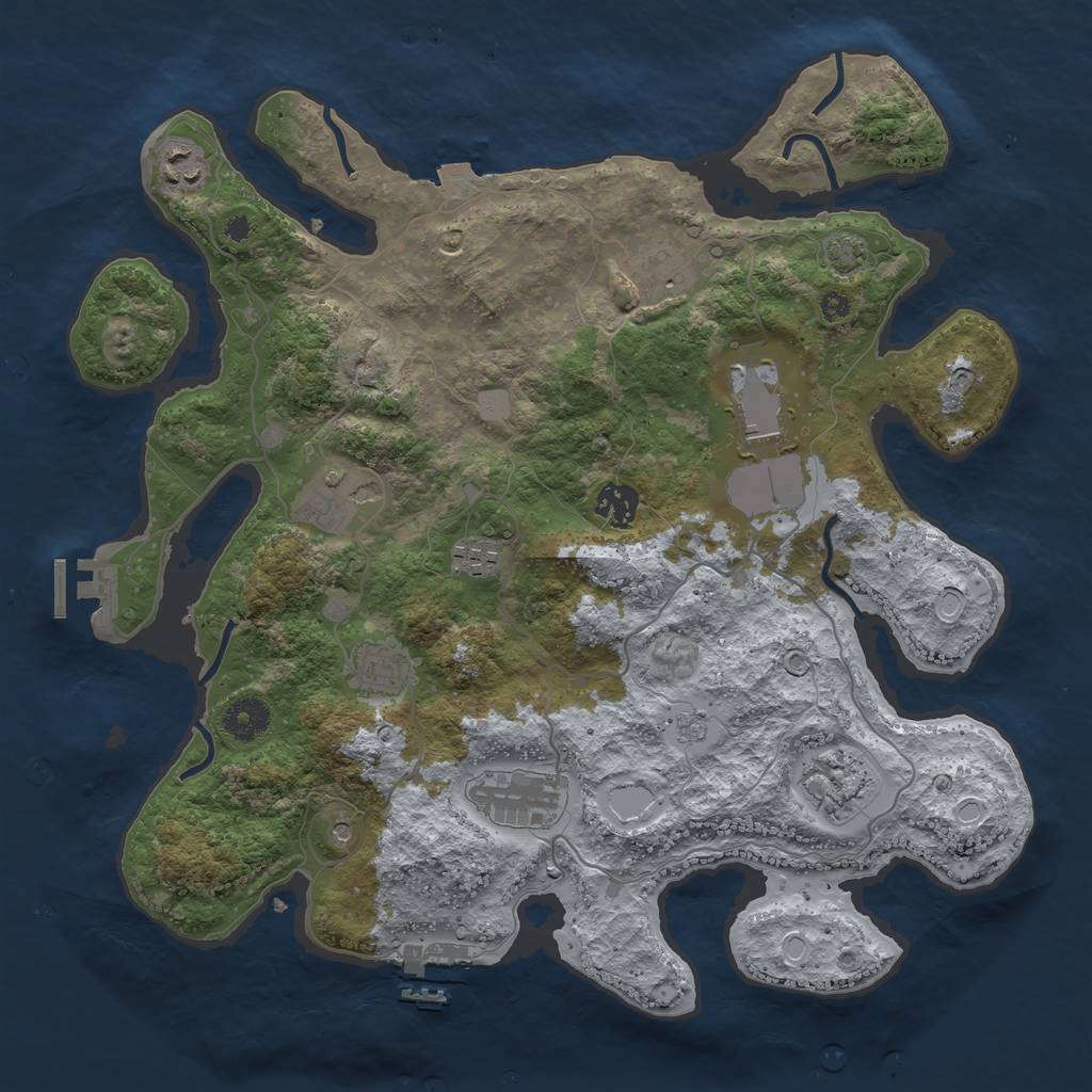 Rust Map: Procedural Map, Size: 3700, Seed: 96546524, 17 Monuments