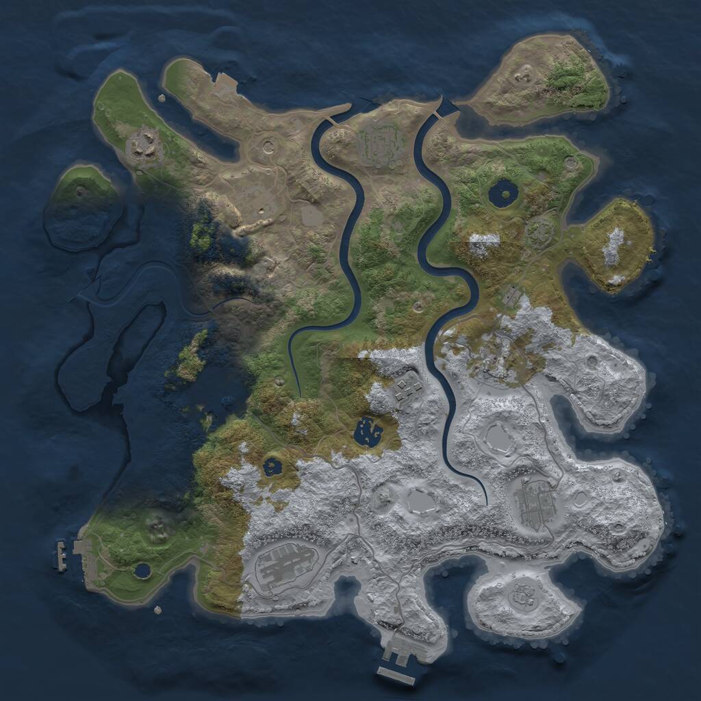 Rust Map: Procedural Map, Size: 3700, Seed: 96546524, 15 Monuments