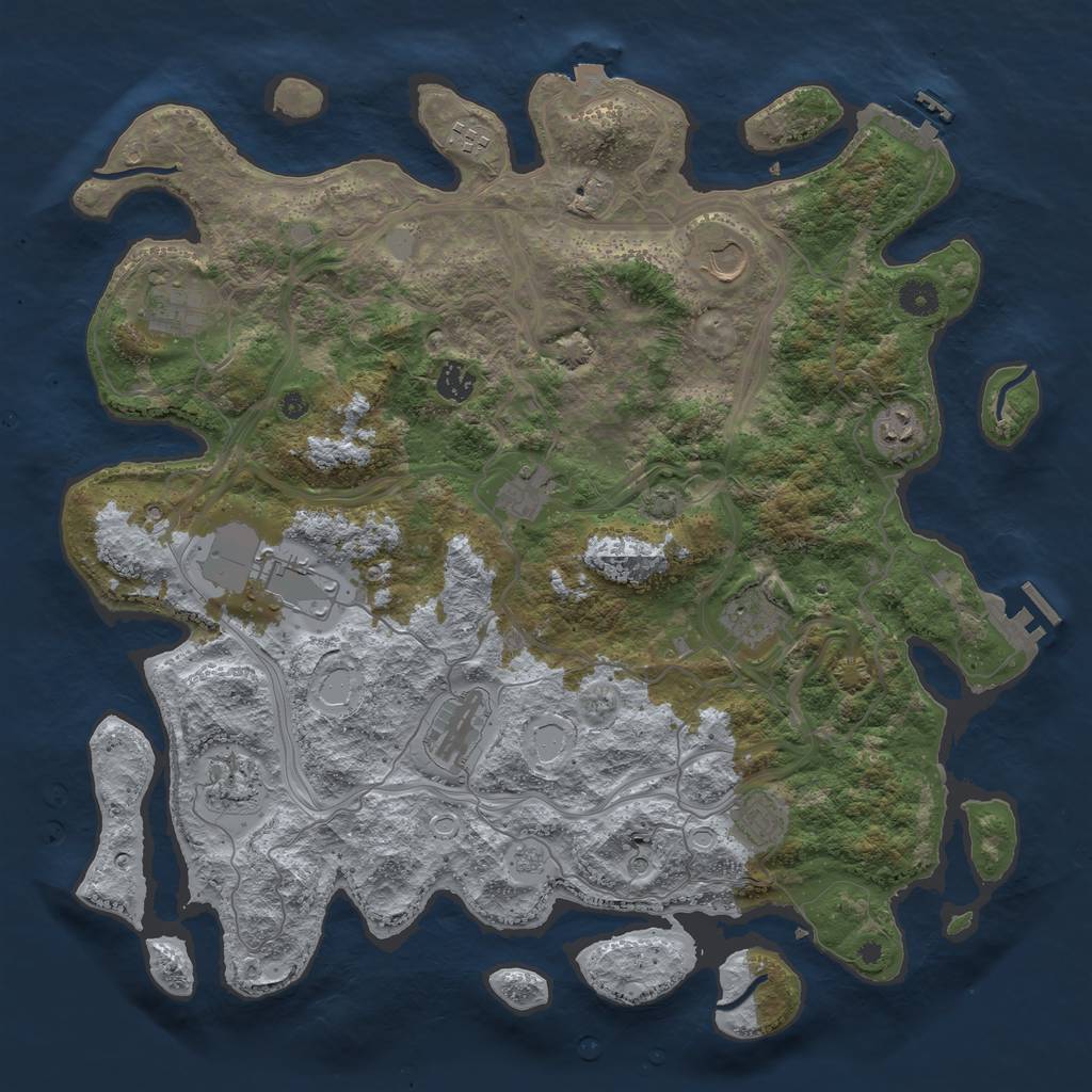 Rust Map: Procedural Map, Size: 4250, Seed: 700699556, 19 Monuments