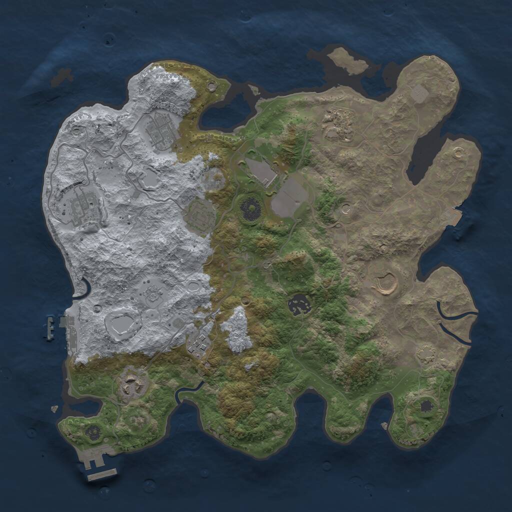 Rust Map: Procedural Map, Size: 3500, Seed: 746630463, 15 Monuments