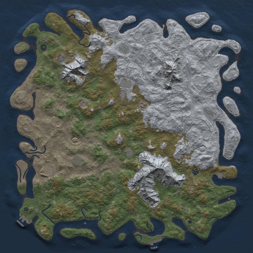 Rust Map: Procedural Map, Size: 6000, Seed: 658987, 19 Monuments