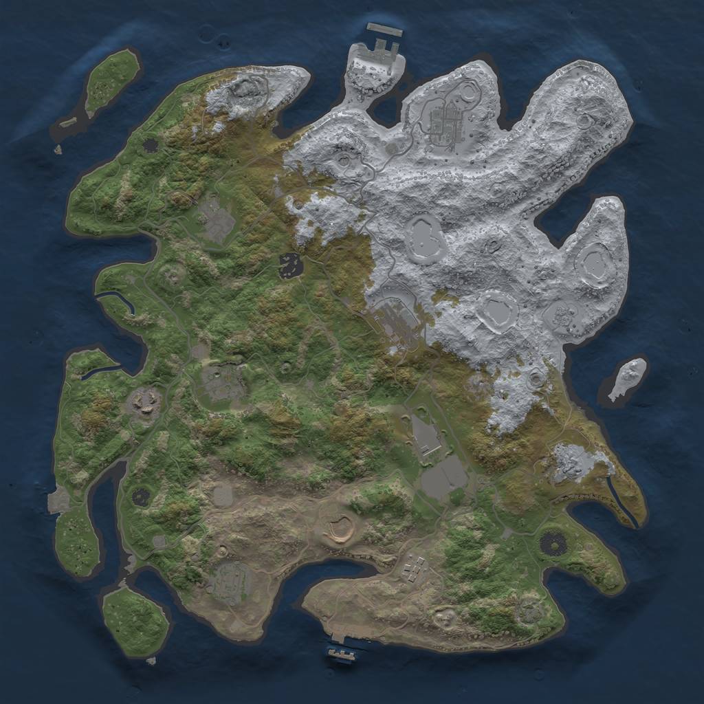 Rust Map: Procedural Map, Size: 4000, Seed: 2023451647, 19 Monuments