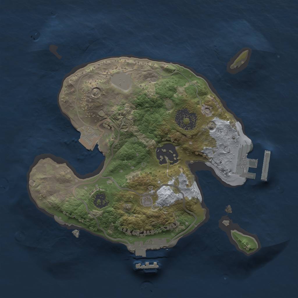 Rust Map: Procedural Map, Size: 2000, Seed: 1590841624, 6 Monuments