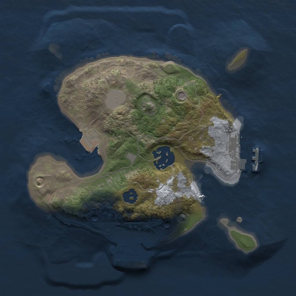 Rust Map: Procedural Map, Size: 2000, Seed: 1590841624, 4 Monuments