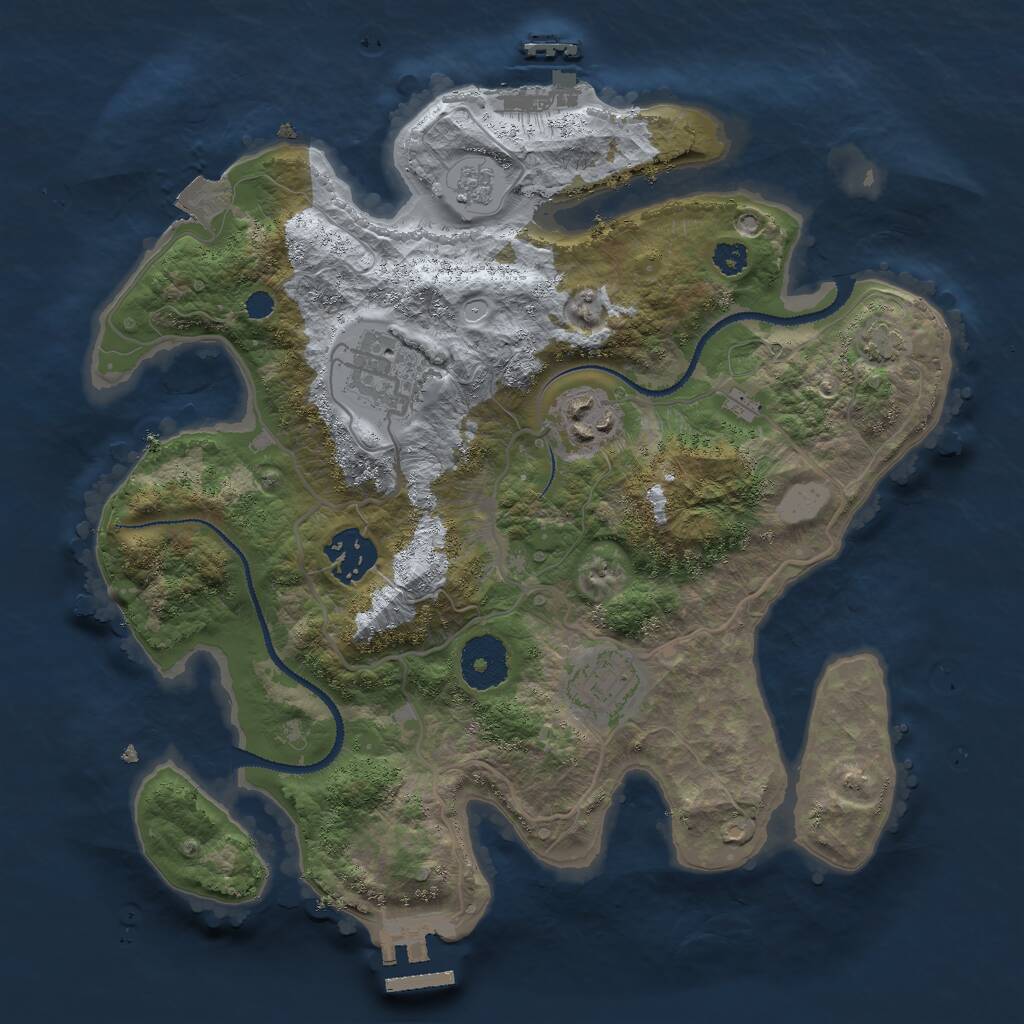 Rust Map: Procedural Map, Size: 3000, Seed: 22940, 9 Monuments