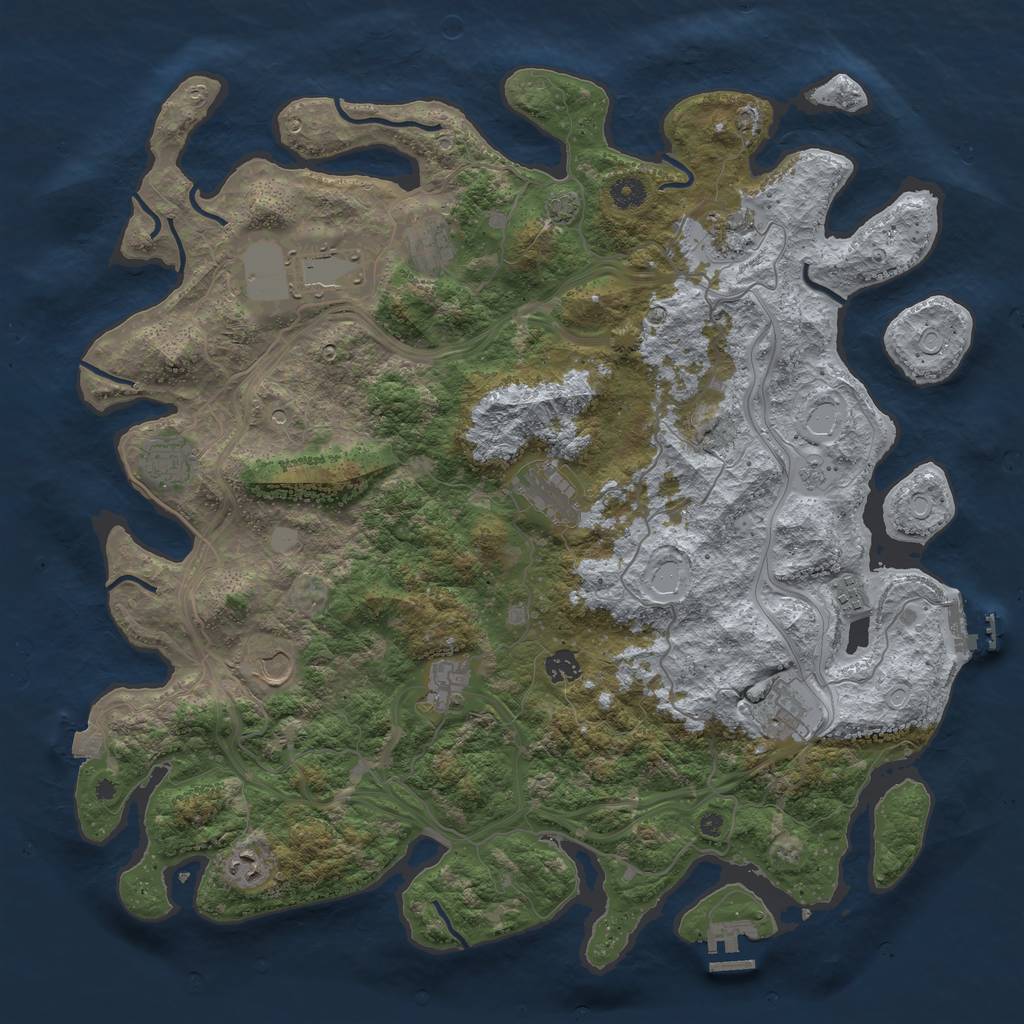 Rust Map: Procedural Map, Size: 4500, Seed: 1850276586, 19 Monuments