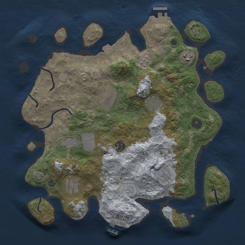 Rust Map: Procedural Map, Size: 3500, Seed: 883599673, 16 Monuments
