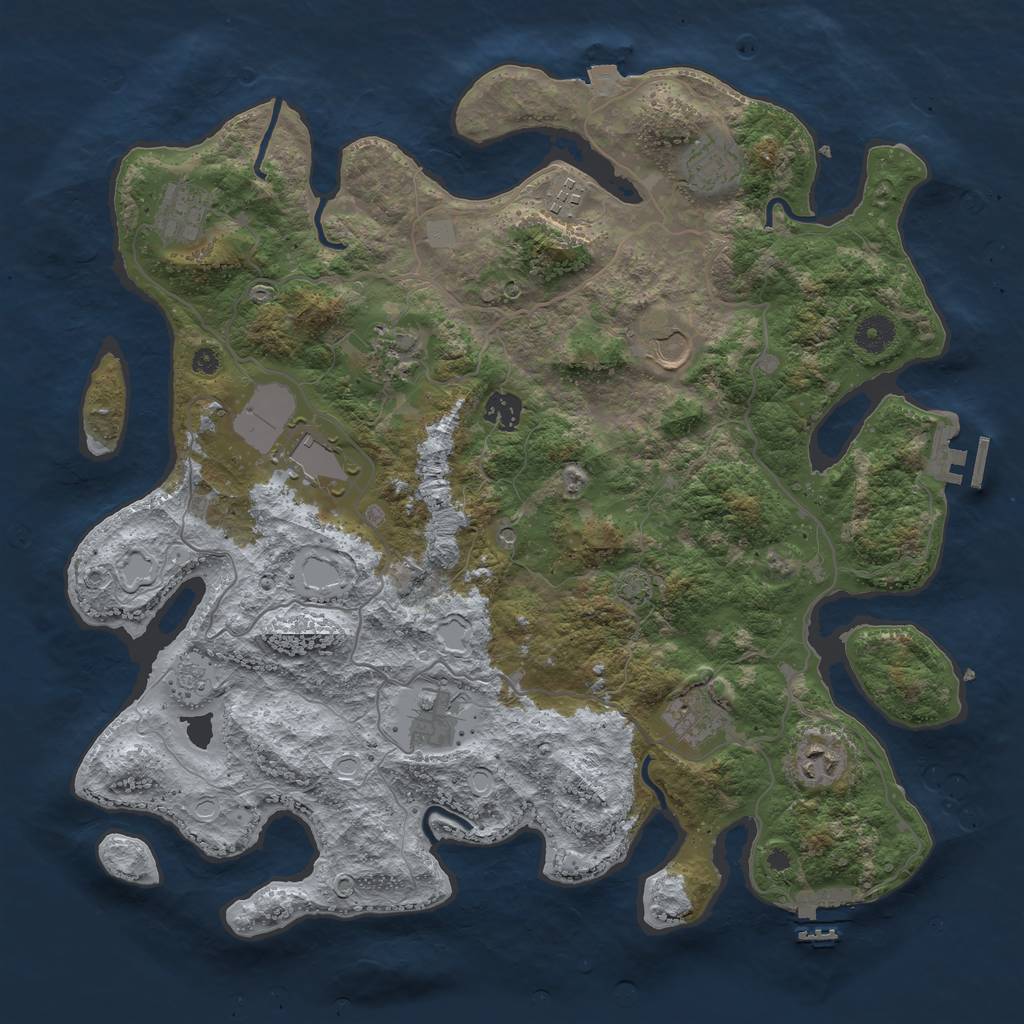 Rust Map: Procedural Map, Size: 4000, Seed: 1441589359, 18 Monuments