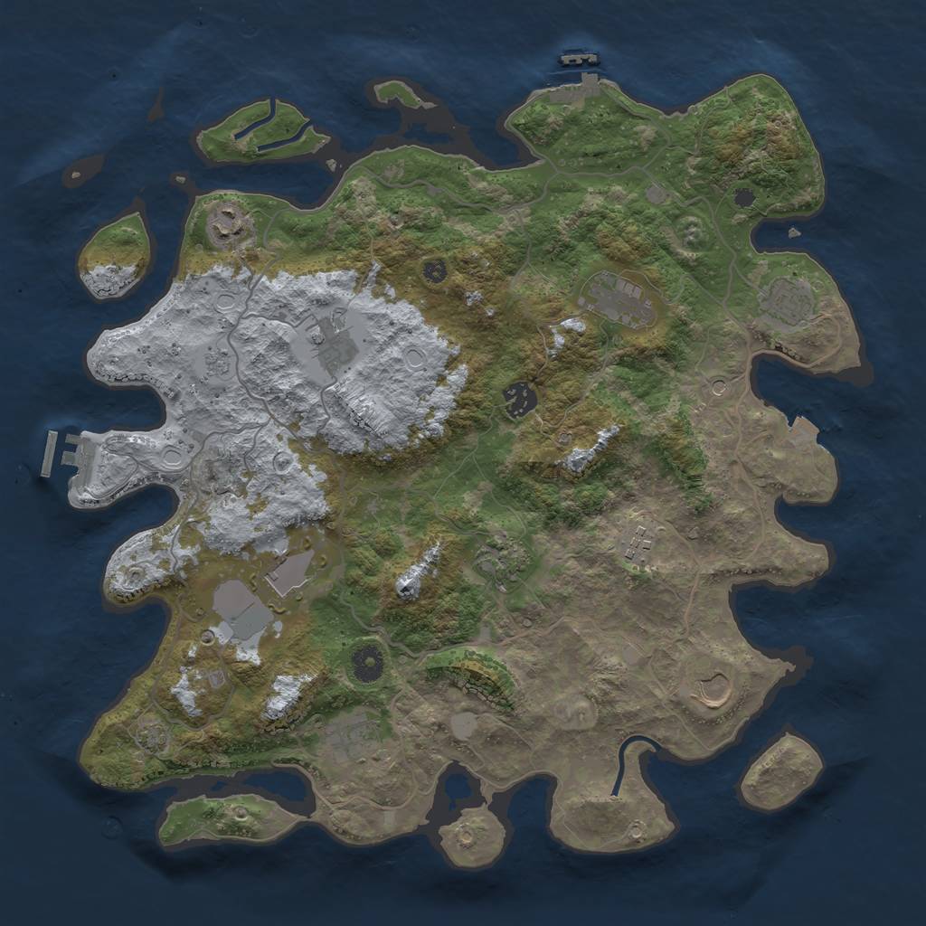 Rust Map: Procedural Map, Size: 4000, Seed: 1864373416, 18 Monuments