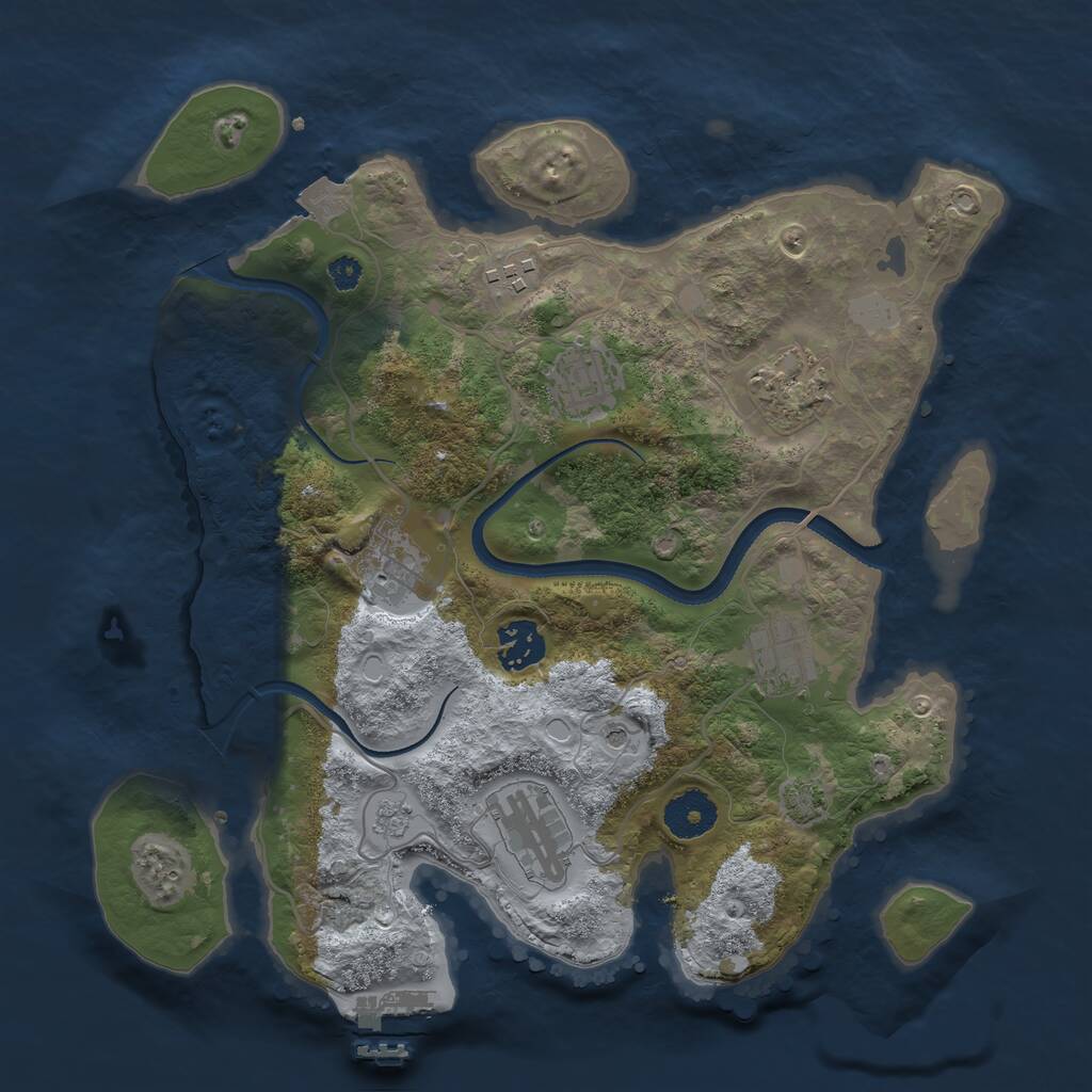 Rust Map: Procedural Map, Size: 3300, Seed: 585473784, 12 Monuments