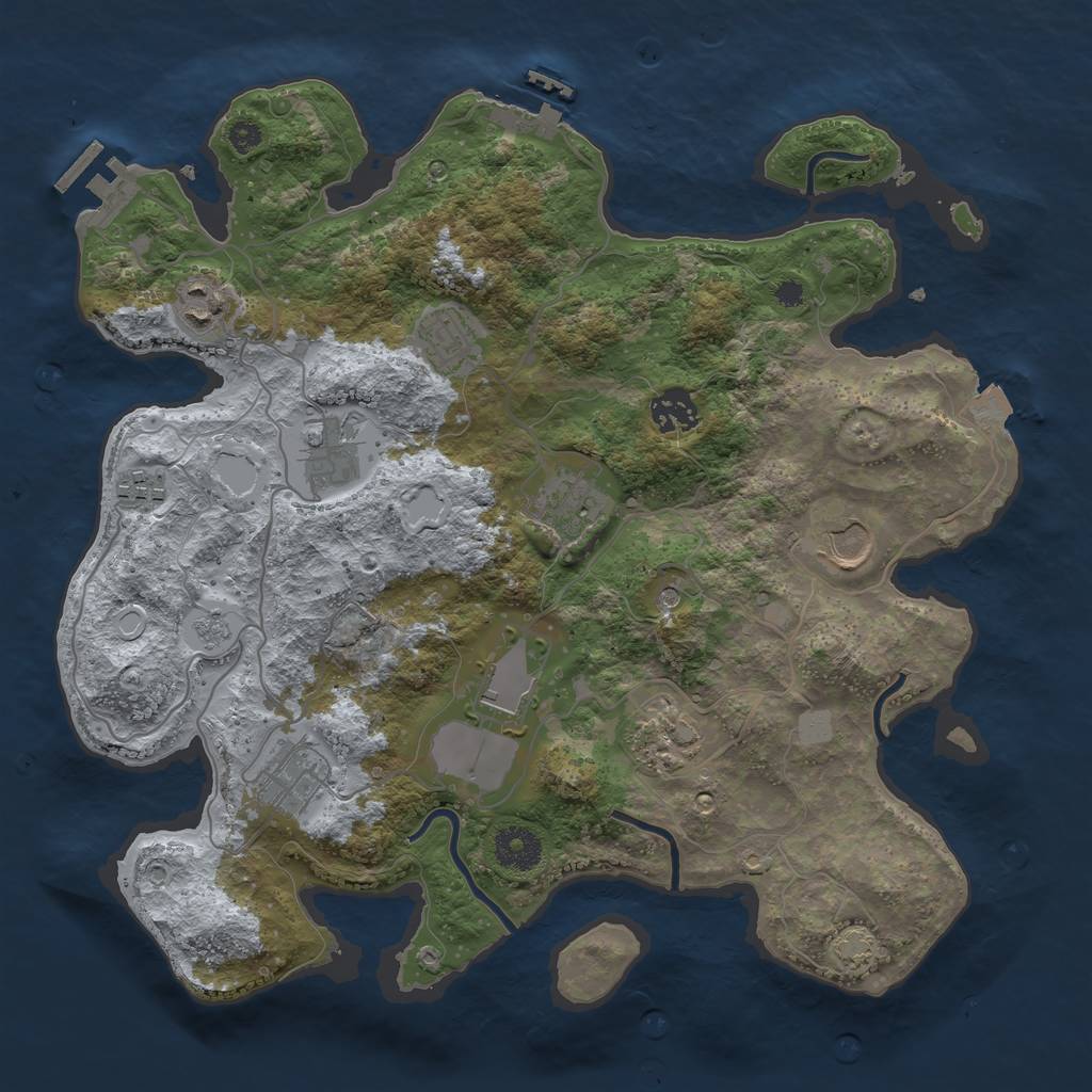 Rust Map: Procedural Map, Size: 3500, Seed: 1497702634, 18 Monuments